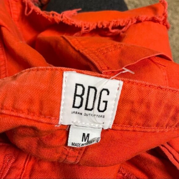 BDG UO Red Distressed Belted Tie Jean Skirt Medium - Picture 6 of 6